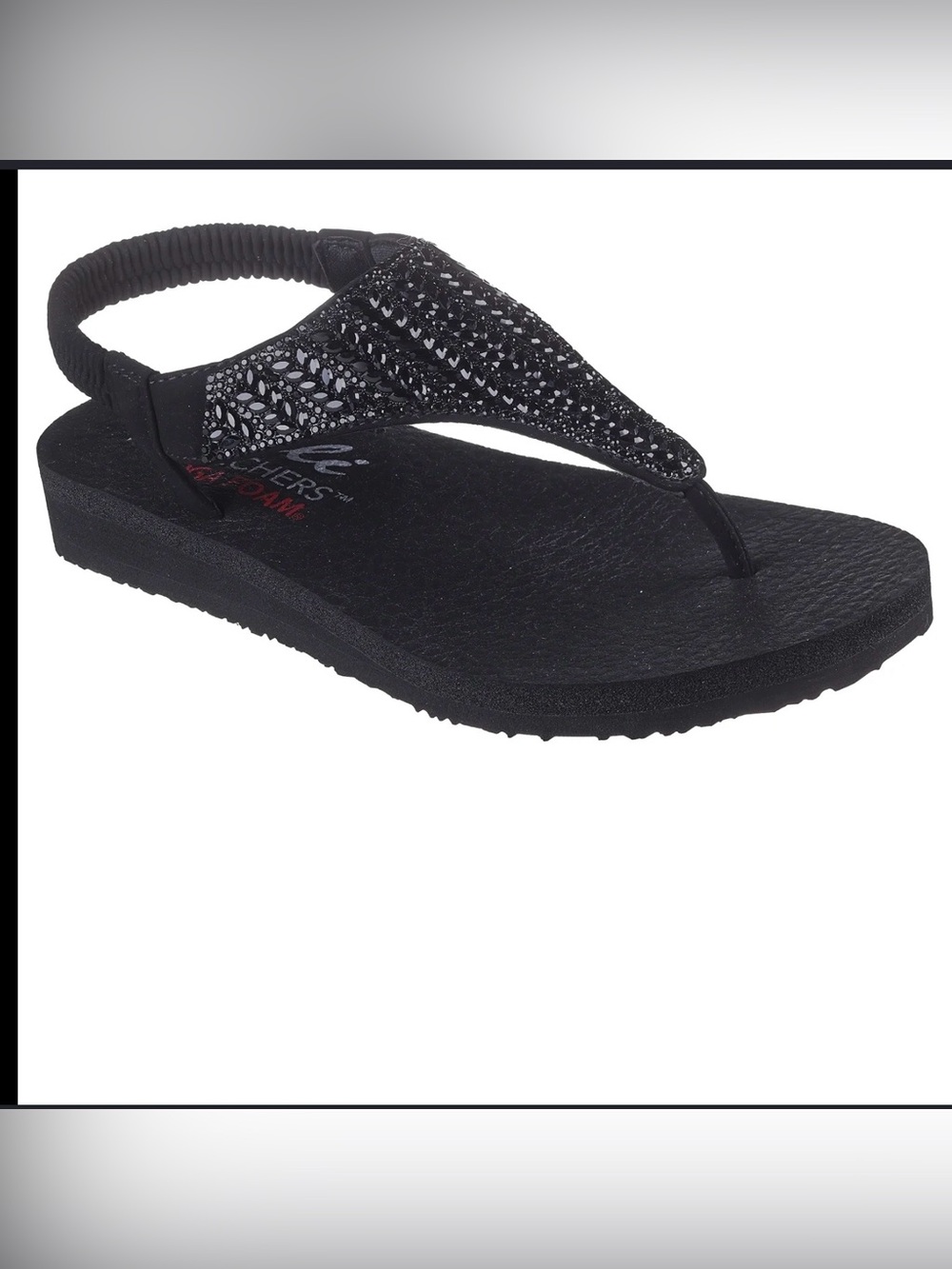 Skechers Black Jeweled Thong Sandal